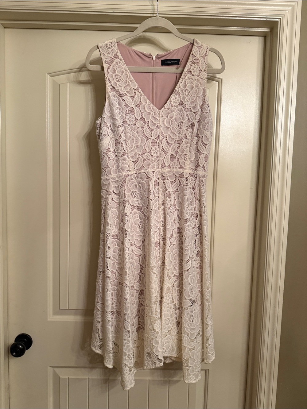 Ivanka Trump Ivory Lace V‑Neck Dress